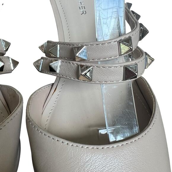 Marc Fisher Nude Beige Jonni Studded Pointy Toe Kitten Heels Size 8 - Picture 5 of 13